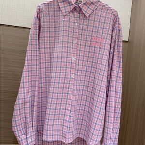 MIU MIU pink long-sleeved shirt with diamonds